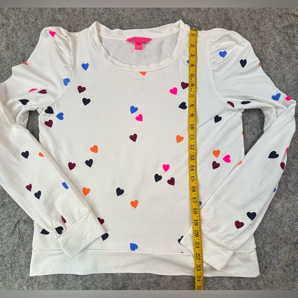 Lilly Pulitzer | Jansen Cotton Sweatshirt | Multicolor Hearts | Women’s Large - Picture 11 of 11